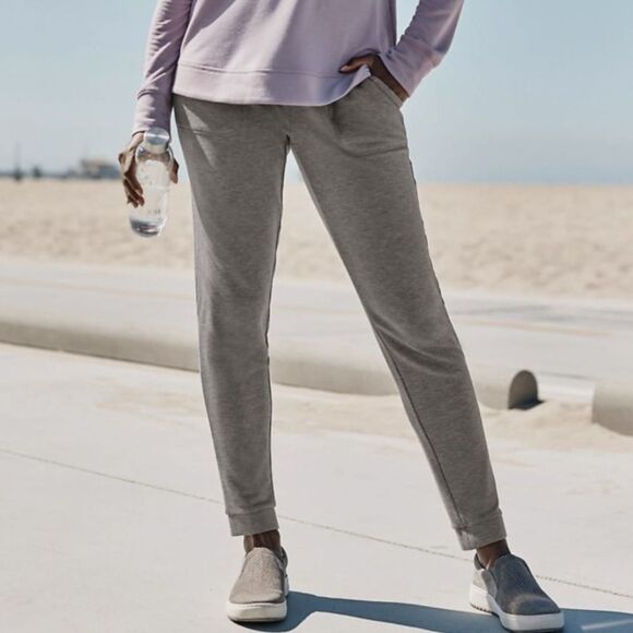 J.JILL FIT Pima Cotton ULTIMATE-FLEECE SOFT PATCH POCKETS JOGGERS Gray Pants L - Picture 1 of 9